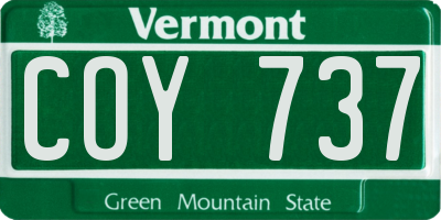 VT license plate COY737