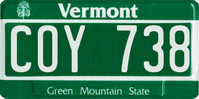 VT license plate COY738