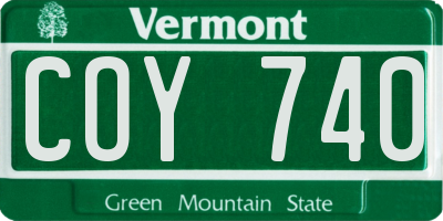 VT license plate COY740