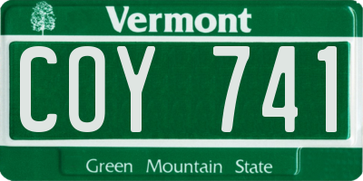 VT license plate COY741