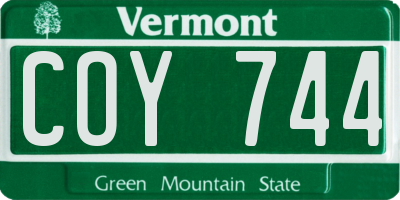 VT license plate COY744
