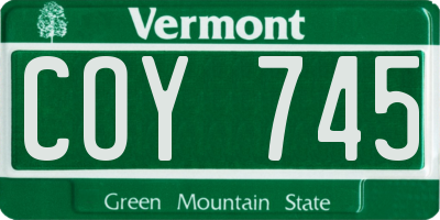 VT license plate COY745