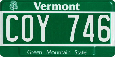 VT license plate COY746