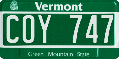 VT license plate COY747