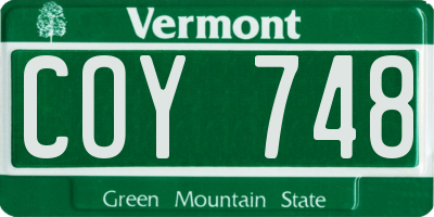 VT license plate COY748