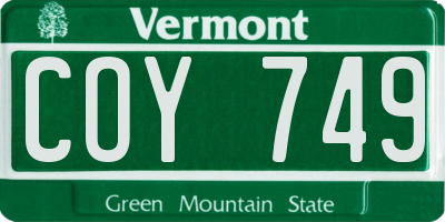 VT license plate COY749