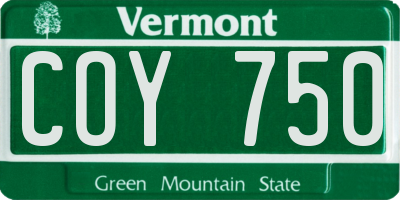 VT license plate COY750