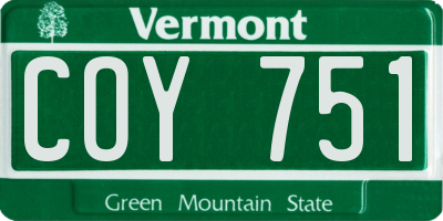 VT license plate COY751