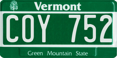 VT license plate COY752