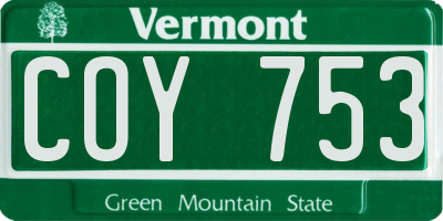 VT license plate COY753