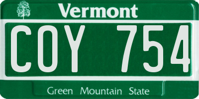 VT license plate COY754