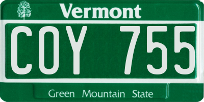 VT license plate COY755