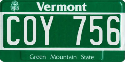 VT license plate COY756