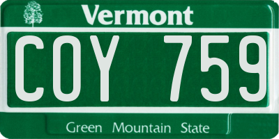 VT license plate COY759