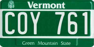 VT license plate COY761