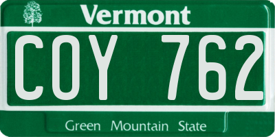 VT license plate COY762