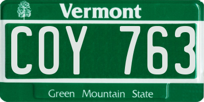 VT license plate COY763