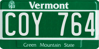 VT license plate COY764