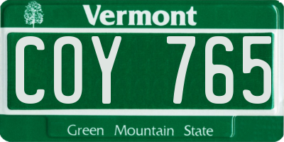VT license plate COY765