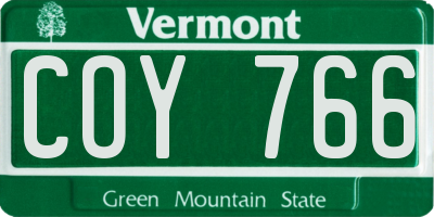 VT license plate COY766