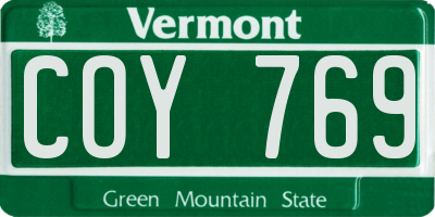VT license plate COY769