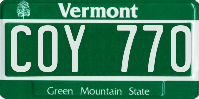 VT license plate COY770
