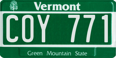 VT license plate COY771