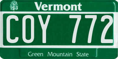 VT license plate COY772