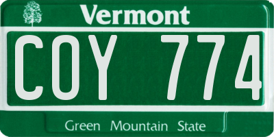 VT license plate COY774