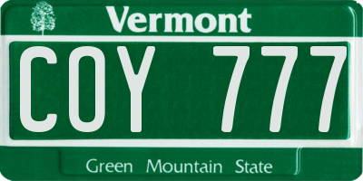VT license plate COY777