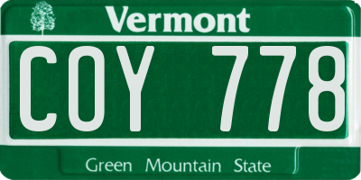 VT license plate COY778