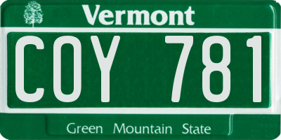 VT license plate COY781