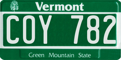 VT license plate COY782