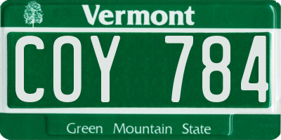 VT license plate COY784