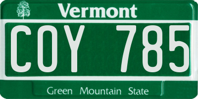 VT license plate COY785