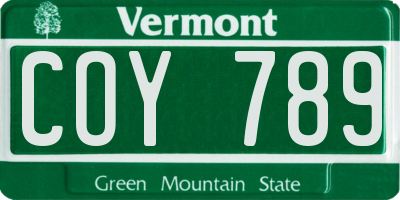 VT license plate COY789