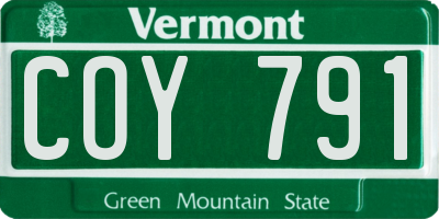 VT license plate COY791