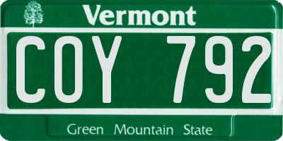 VT license plate COY792