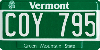 VT license plate COY795