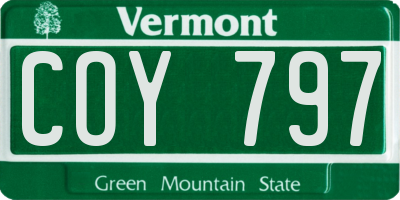 VT license plate COY797
