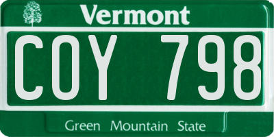 VT license plate COY798