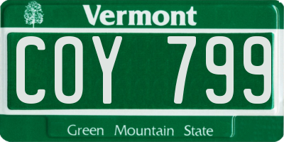 VT license plate COY799