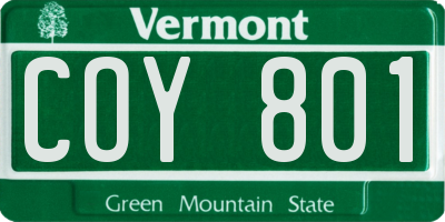 VT license plate COY801