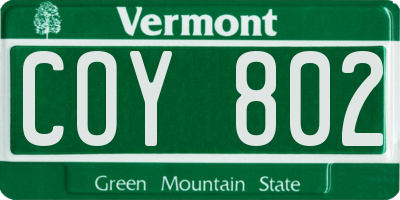 VT license plate COY802