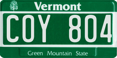 VT license plate COY804
