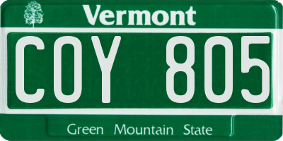 VT license plate COY805