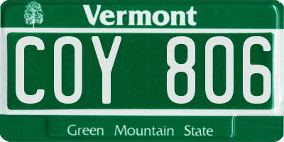 VT license plate COY806