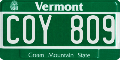 VT license plate COY809