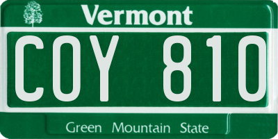 VT license plate COY810