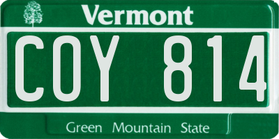 VT license plate COY814